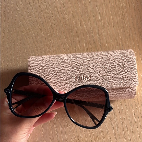 Chloe Blue and Gold Oversized Cat-Eye Sunglasses - Picture 1 of 4